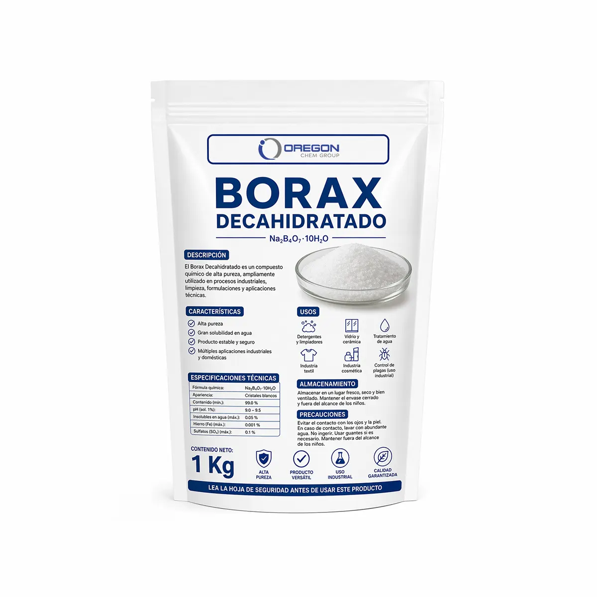 Bórax Decahidratado - Borato Sodio 1 Borax Decahidratado 1 Kg