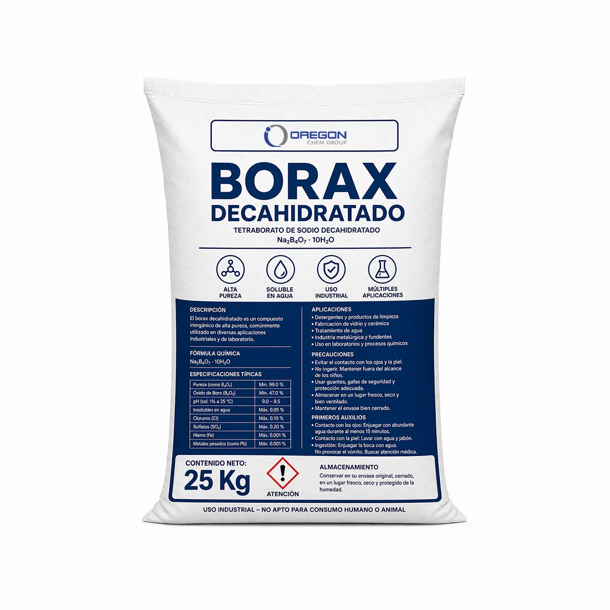 Bórax Decahidratado - Borato Sodio 2 Borax Decahidratado 25 Kg